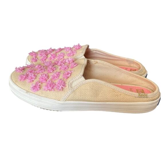 Kate Spade X Keds Mule Slide Sneaker Raffia Straw Pink Tan size 8.5 - Picture 4 of 11